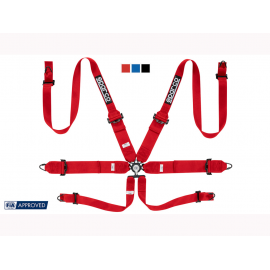 Sparco Competition Harness - 6-Point Hans 3in / 2in RED