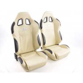 FK sport seats half-shell car seats set New York beige / black in motorsport look FKRSE010031