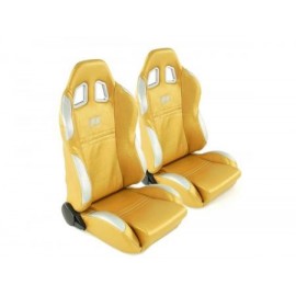 FK sport seats half-shell car seats set New York gold / silver in motorsport look FKRSE010033