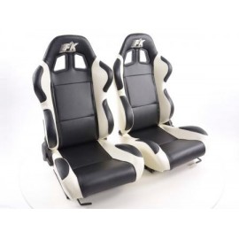 FK sport seats auto half-shell seats set Boston synthetic leather black / white FKRSE010131
