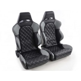 Sportseat Set Las Vegas artificial leather black/Grey seam Grey