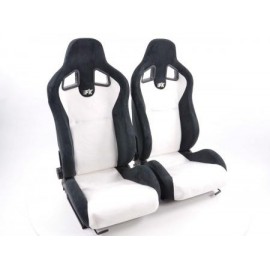 FK sport seats half bucket seats set Columbus synthetic leather white / black with running rails FKRSE011043