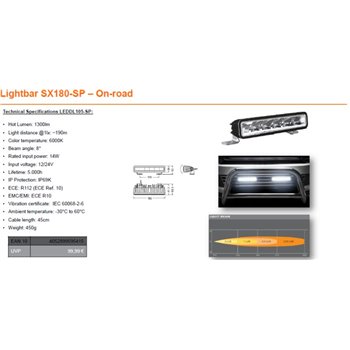 OSRAM LED LIGHTBAR SX180-SP, 14W, Ref.10, 182mm kaugtuli