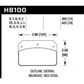 HAWK HB100H.480 brake pad set - DTC-05 type (12 mm)