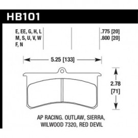 HAWK HB101H.800 brake pad set - DTC-05 type (20 mm)