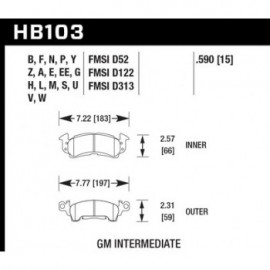 HAWK HB103E.590 brake pad set - Blue 9012 type (15 mm)