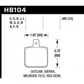 HAWK HB104M.485 brake pad set - Black type (12 mm)