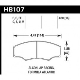 HAWK HB107V.620 brake pad set - HT-14 type (16 mm)
