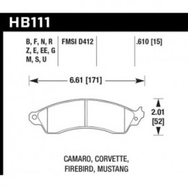HAWK HB111E.610 brake pad set - Blue 9012 type (16 mm)