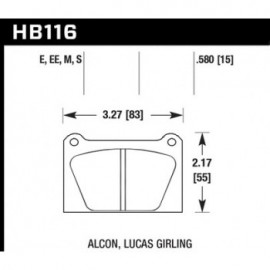 HAWK HB116M.580 brake pad set - Black type (15 mm)