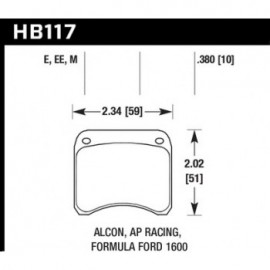 HAWK HB117M.380 brake pad set - Black type (10 mm)