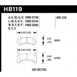 HAWK HB119S.594 brake pad set - HT-10 type (15 mm)