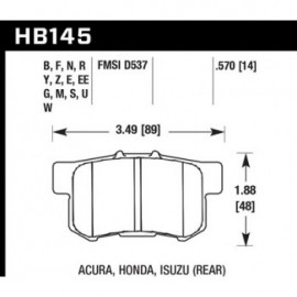HAWK HB145M.570 brake pad set - Black type (14 mm)