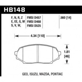 HAWK HB148M.560 brake pad set - Black type (14 mm)
