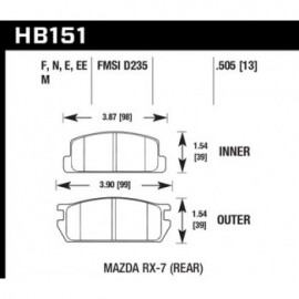 HAWK HB151M.505 brake pad set - Black type (13 mm)
