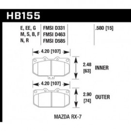 HAWK HB155M.580 brake pad set - Black type (15 mm)