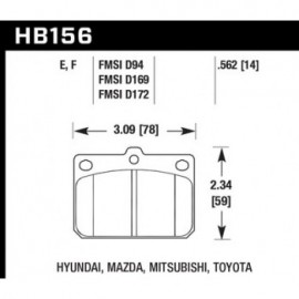 HAWK HB156E.562 brake pad set - Blue 9012 type (14 mm)