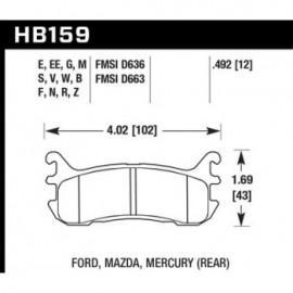 HAWK HB159E.492 brake pad set - Blue 9012 type (13 mm)