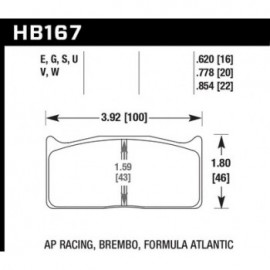 HAWK HB167G.620 brake pad set - DTC-60 type (16 mm)