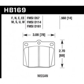 HAWK HB169E.560 brake pad set - Blue 9012 type (14 mm)