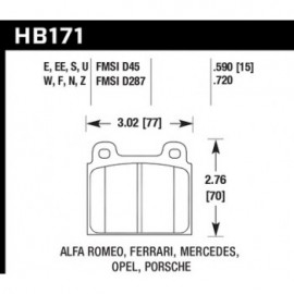HAWK HB171E.590 brake pad set - Blue 9012 type (15 mm)