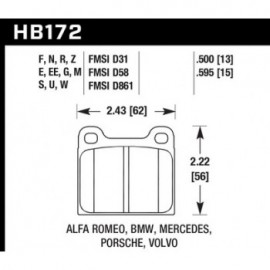 HAWK HB172E.595 brake pad set - Blue 9012 type (15 mm)