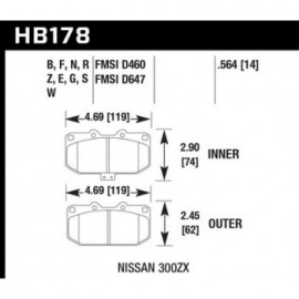 HAWK HB178E.564 brake pad set - Blue 9012 type (14 mm)