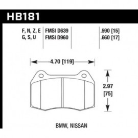 HAWK HB181U.590 brake pad set - DTC-70 type (15 mm)