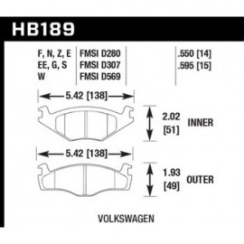 HAWK HB189S.550 brake pad set - HT-10 type (14 mm)