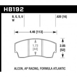 HAWK HB192U.620 brake pad set - DTC-70 type (16 mm)