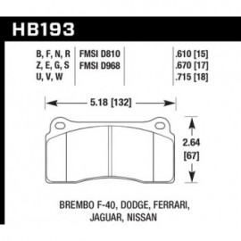 HAWK HB193V.670 brake pad set - HT-14 type (17 mm)