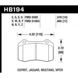 HAWK HB194U.665 brake pad set - DTC-70 type (17 mm)