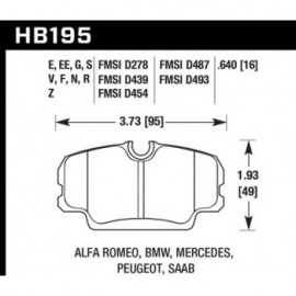 HAWK HB195S.640 brake pad set - HT-10 type (16 mm)