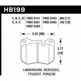 HAWK HB199U.702 brake pad set - DTC-70 type (18 mm)