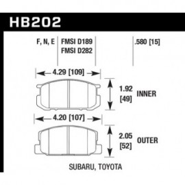 HAWK HB202E.580 brake pad set - Blue 9012 type (15 mm)