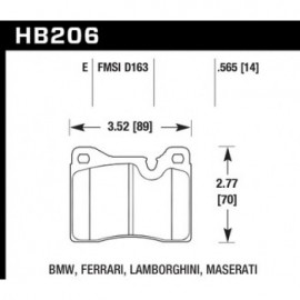 HAWK HB206E.565 brake pad set - Blue 9012 type (14 mm)