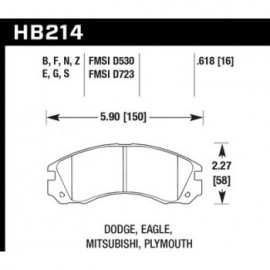 HAWK HB214E.618 brake pad set - Blue 9012 type (16 mm)