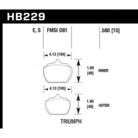 HAWK HB229E.580 brake pad set - Blue 9012 type (15 mm)