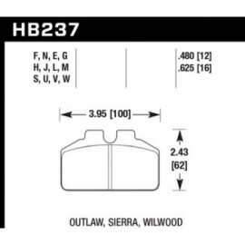 HAWK HB237U.625 brake pad set - DTC-70 type (16 mm)