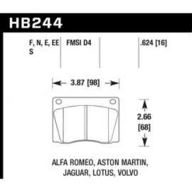 HAWK HB244S.624 brake pad set - HT-10 type (16 mm)