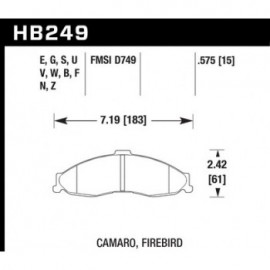 HAWK HB249E.575 brake pad set - Blue 9012 type (15 mm)