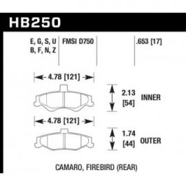 HAWK HB250U.653 brake pad set - DTC-70 type (17 mm)