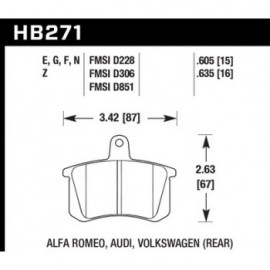 HAWK HB271E.605 brake pad set - Blue 9012 type (15 mm)