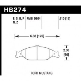 HAWK HB274E.610 brake pad set - Blue 9012 type (16 mm)
