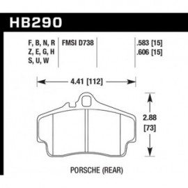 HAWK HB290U.583 brake pad set - DTC-70 type (15 mm)