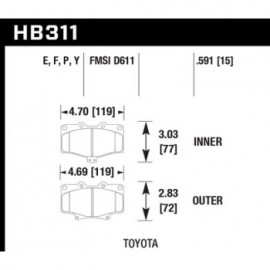 HAWK HB311E.591 brake pad set - Blue 9012 type (16 mm)