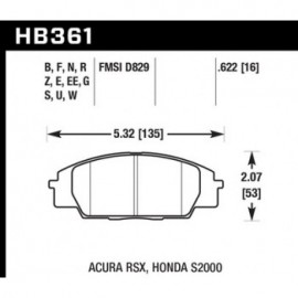 HAWK HB361E.622 brake pad set - Blue 9012 type (16 mm)