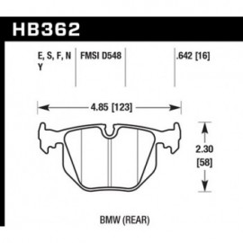 HAWK HB362S.642 brake pad set - HT-10 type (16 mm)