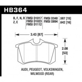 HAWK HB364E.587 brake pad set - Blue 9012 type (15 mm)