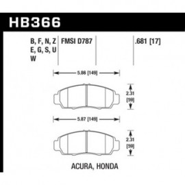 HAWK HB366U.681 brake pad set - DTC-70 type (17 mm)